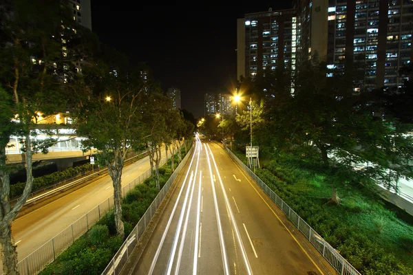 stock image Highway traffic in Hong Kong at night