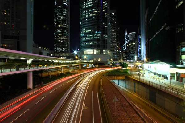 Κίνηση στο Χονγκ Κονγκ τη νύχτα — Φωτογραφία Αρχείου