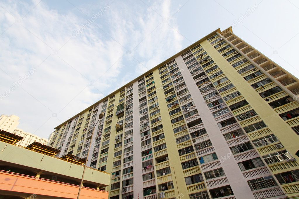 Packed Hong Kong public housing estate