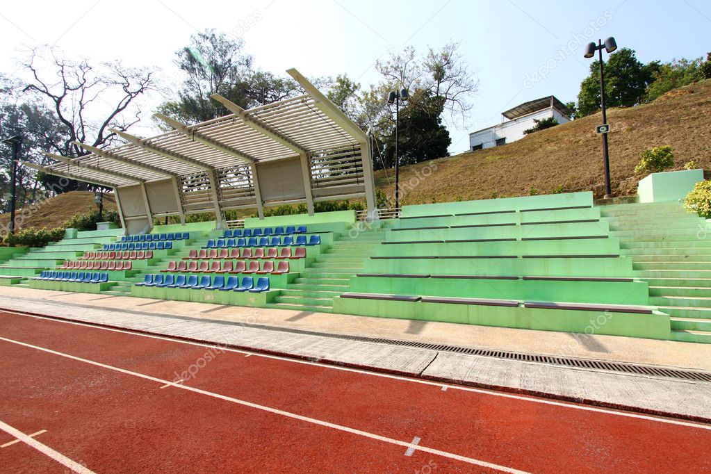 Stadium seats and running track