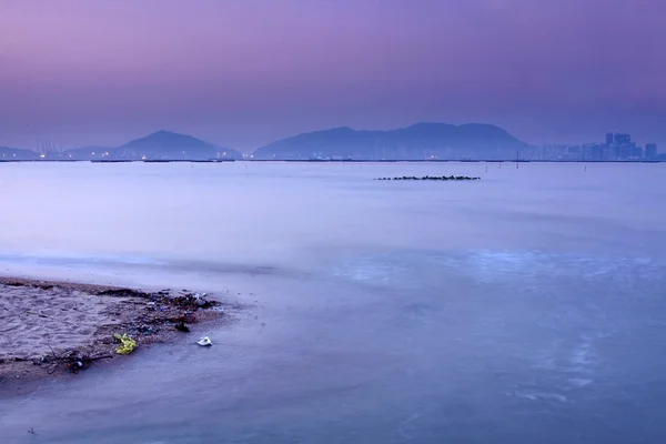 La costa del tramonto a Hong Kong durante l'inverno — Foto Stock