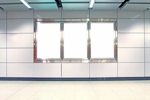Blank billboard in train station — Stock Photo, Image