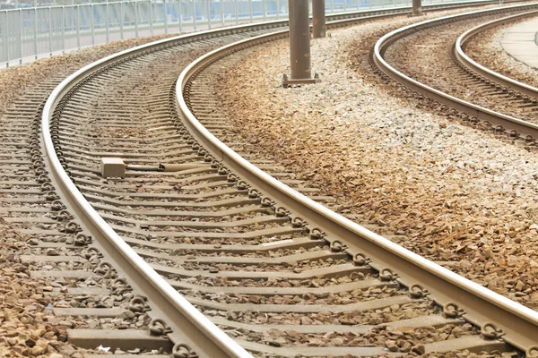 Közeli kép: a vasúti pálya komplex csomópont — Stock Fotó