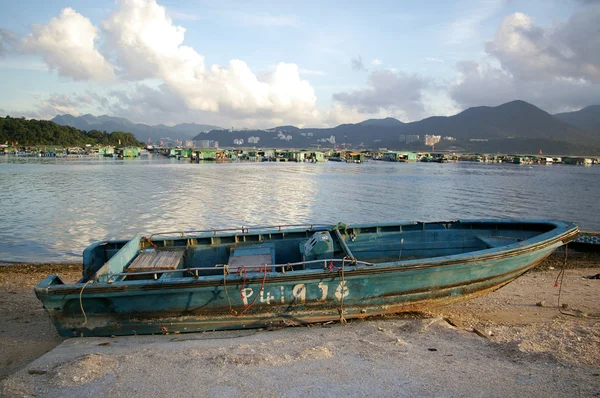 Kustlandskap med många båtar i hong kong — Stockfoto