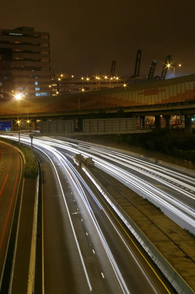 Lichtwanderwege in Hongkong bei Nacht — Stockfoto