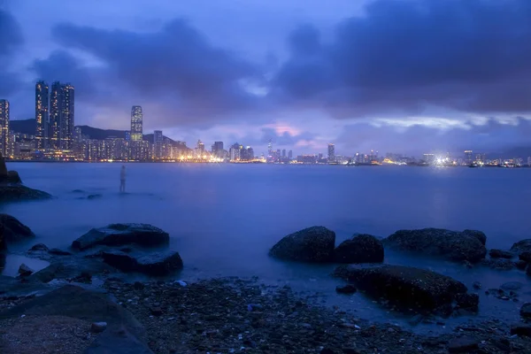 Pôr do sol ao longo do oceano em Hong Kong — Fotografia de Stock