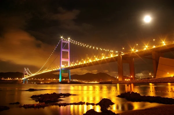 Tsing Ma Bridge in Hong Kong at night — Stock Photo, Image