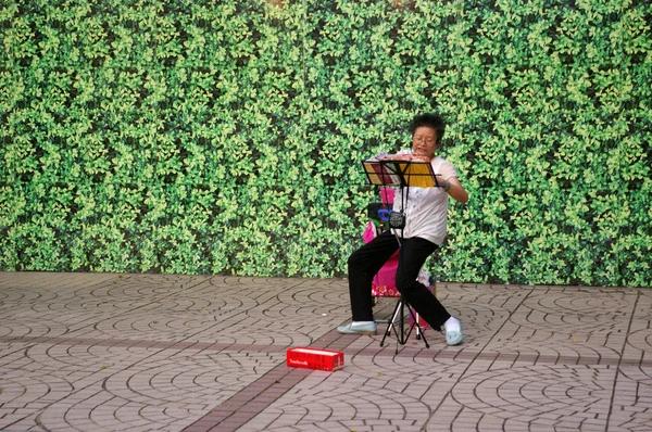 Hong 콘에서 노래 하는 중국 여자 — 스톡 사진