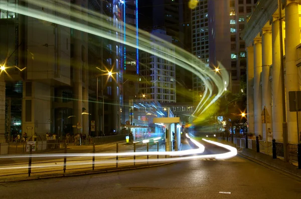 Provoz v Hong Kongu v noci — Stock fotografie