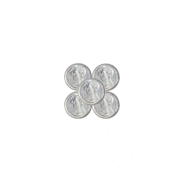 Münzen auf weiß — Stockfoto