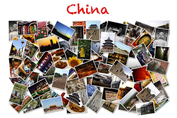 Čína koncept koláž, příroda, město a lidských. — Stock fotografie