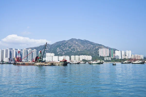 Hong Kong centro a lo largo de la costa — Foto de Stock