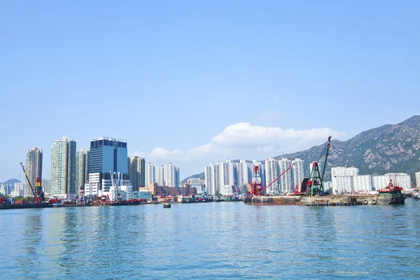 Χονγκ Κονγκ στο κέντρο της πόλης, κατά μήκος της ακτής — Φωτογραφία Αρχείου