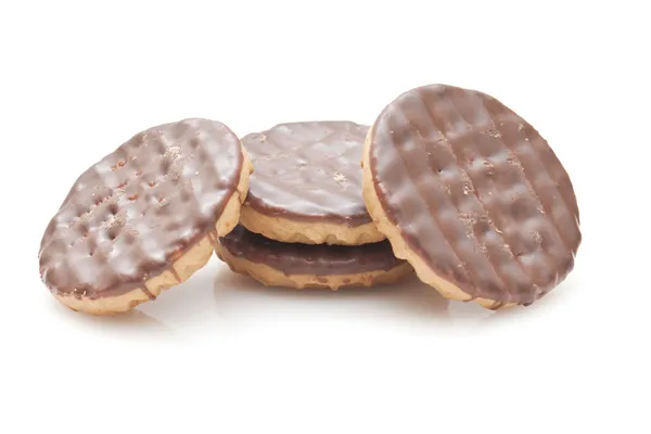 Chocolade koekjes geïsoleerd op witte achtergrond — Stockfoto