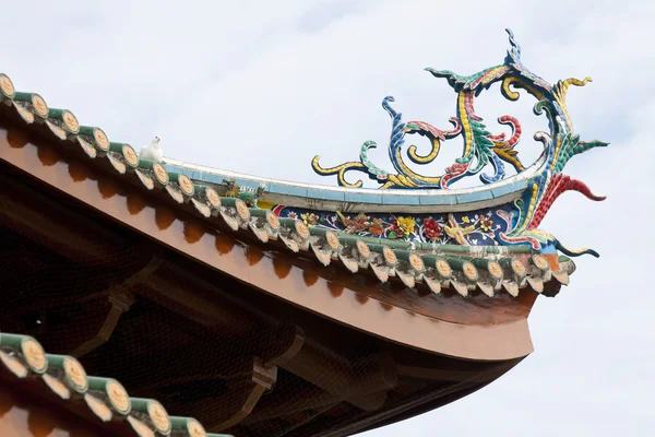 彩龙中国寺庙屋顶上的雕像 — 图库照片