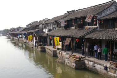 Xitang water village in China clipart