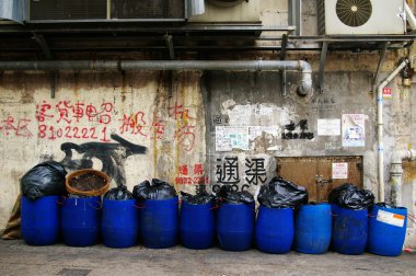 Dirty street in Hong Kong clipart