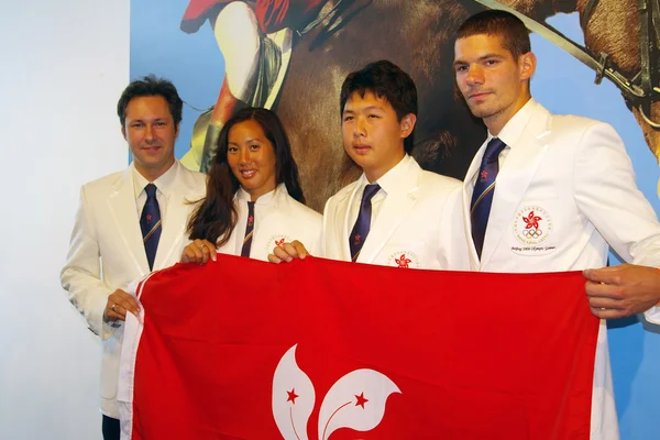 Participantes de jogos olímpicos equestres em Hong Kong, conferência de imprensa — Fotografia de Stock