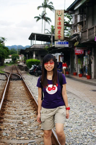 Ασιατική γυναίκα ταξιδιού στην Ταϊβάν — Φωτογραφία Αρχείου
