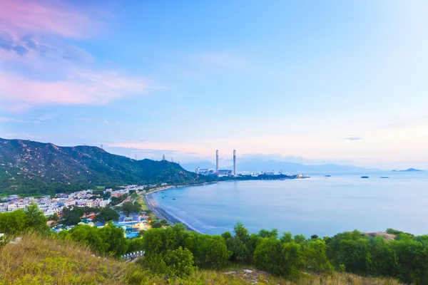 stock image Power station and mountain sunset