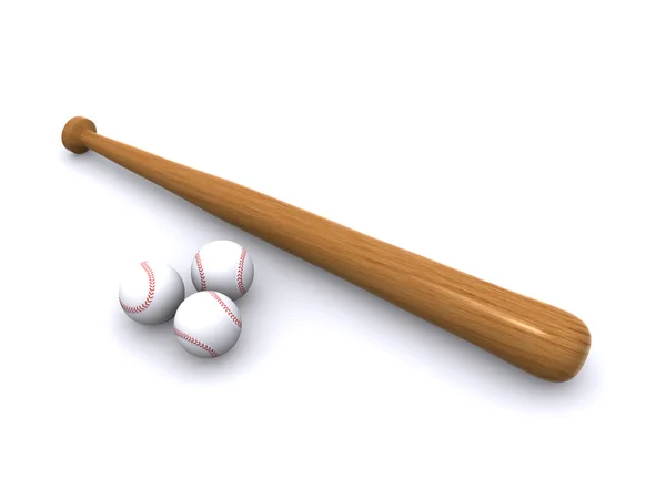 Honkbalknuppel en ballen — Stockfoto