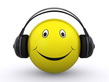 Smiley with headphones clipart