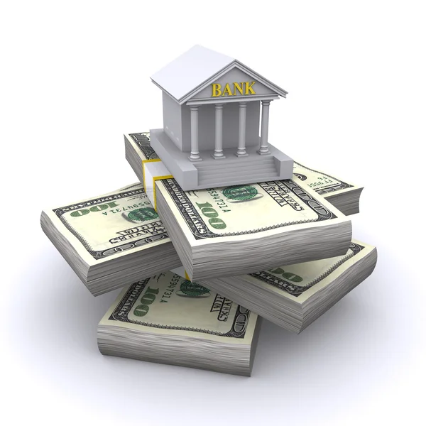 Bank building and money — Stock Photo, Image