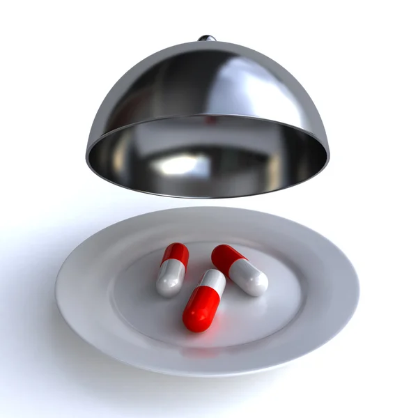 Tabletki na talerzu — Zdjęcie stockowe