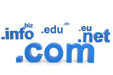 3D domain names. Internet concept. clipart