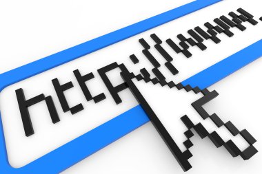 Cursor pointing at http www text. Internet connection concept. clipart