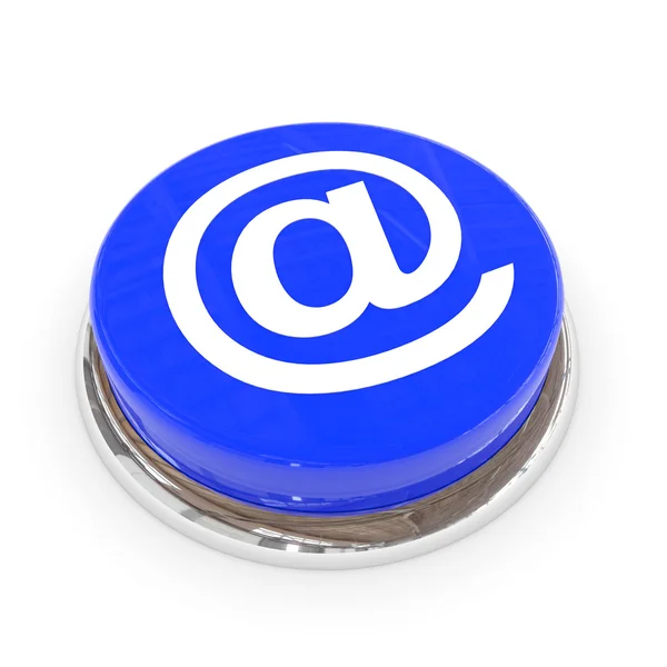 Niebieski okrągły przycisk ze znakiem e-mail. — Zdjęcie stockowe