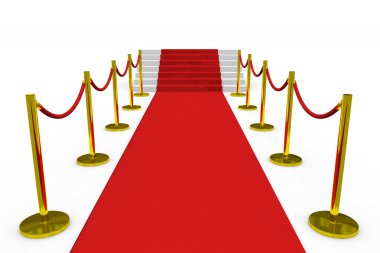 Staircase with red carpet on white background. clipart