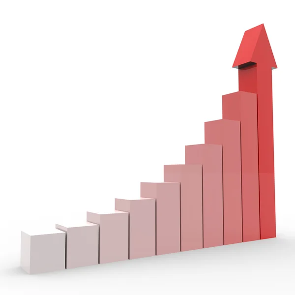 Gráfico de negócios com a subida seta vermelha . — Fotografia de Stock