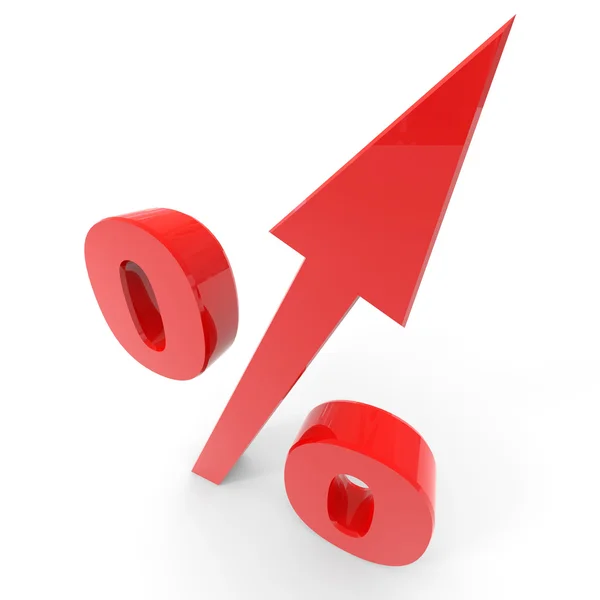 Símbolo de porcentaje rojo con una flecha hacia arriba . —  Fotos de Stock