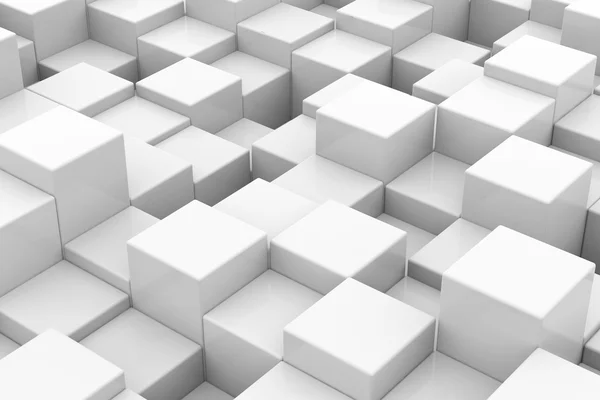 White glossy cubes of different height. — Stock Photo, Image