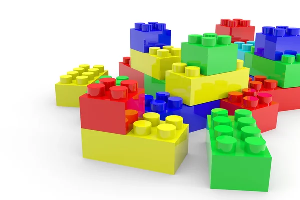 Χρωμάτων lego μπλοκ παιχνίδι απομονωθεί σε λευκό. — Φωτογραφία Αρχείου