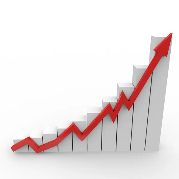 Gráfico de negocio con subida flecha roja —  Fotos de Stock