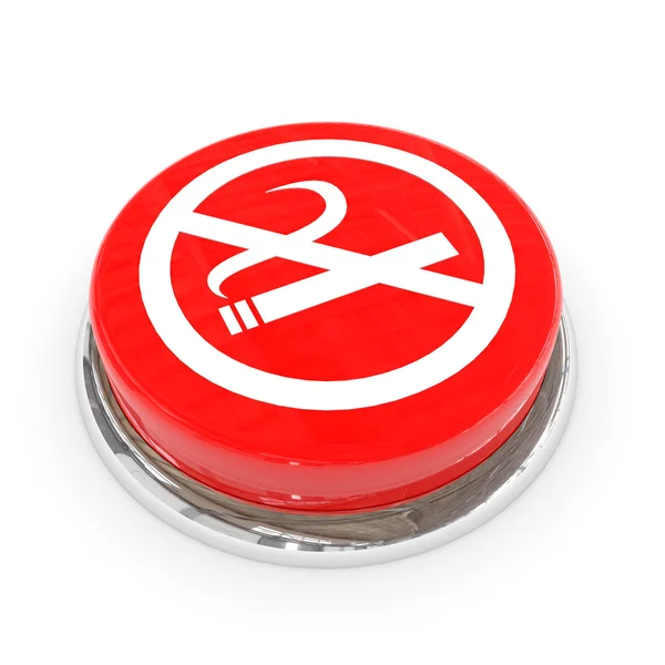Червона кругла кнопка з білим знаком NO SMOKING . — стокове фото