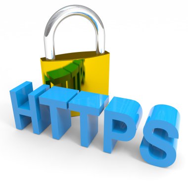 Padlock and HTTPS word. Internet safety concept. clipart