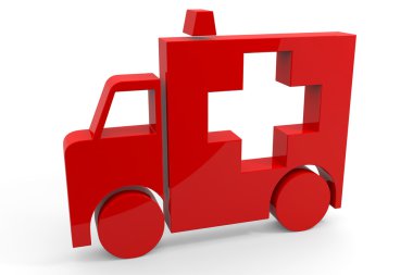 Red 3d sign of ambulance. clipart