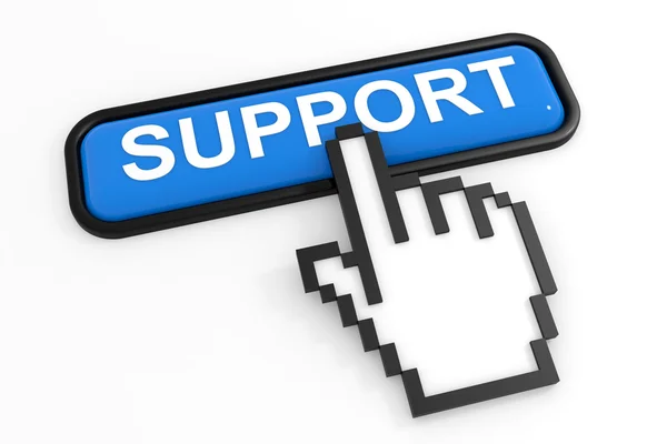 Blue button SUPPORT with hand cursor. — Stock Photo, Image