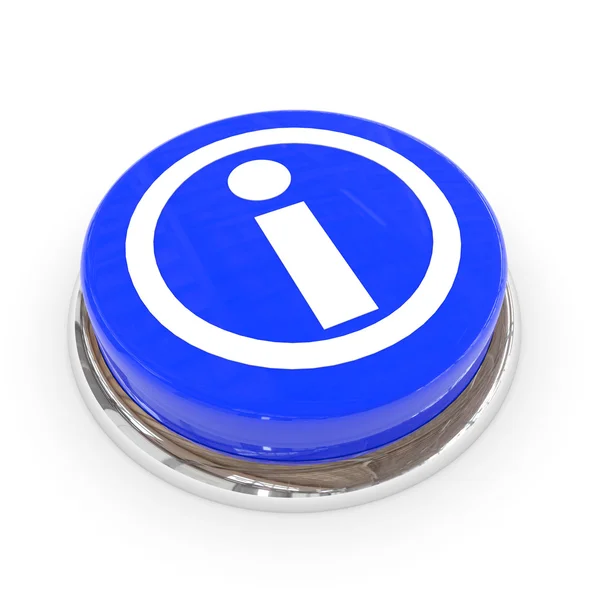 Синяя круглая кнопка с информационным знаком . — стоковое фото