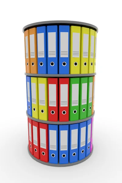 Color binder folders in shelf. — Stock Photo, Image