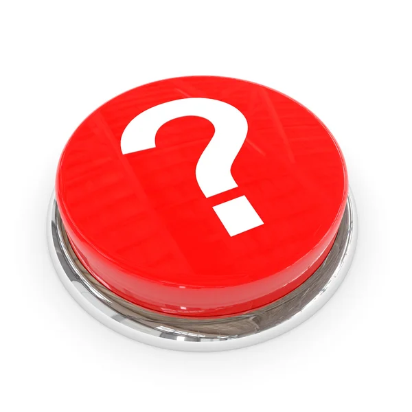 Roter runder Knopf mit weißem Fragezeichen. — Stockfoto