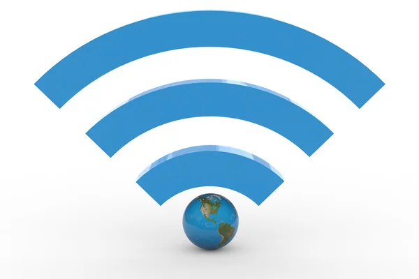 3 d の wifi は地球で署名します。高速信号. — ストック写真