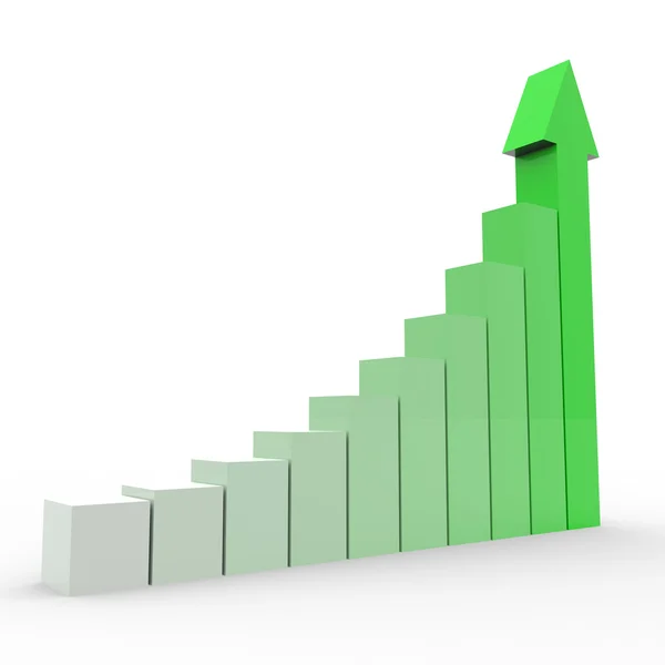 Бизнес-график с зеленой стрелкой . — стоковое фото