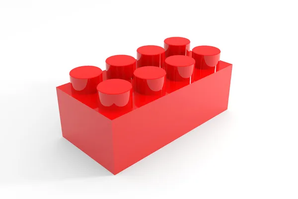 빨간 레고 블록 장난감 흰색 절연. 스톡 이미지