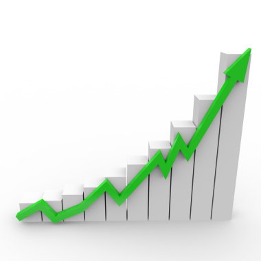 Business graph with going up green arrow clipart