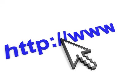 Cursor pointing at http www text. Internet connection concept. clipart