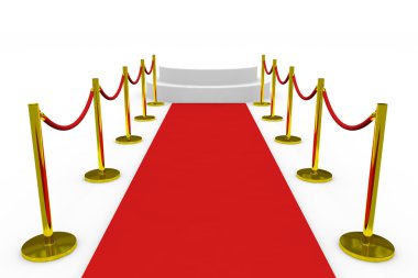 Staircase with red carpet on white background. clipart